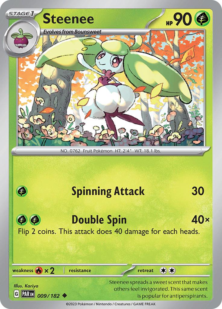 Pokémon-kaart Steenee 009/182 Uncommon uit de set Paradox Rift