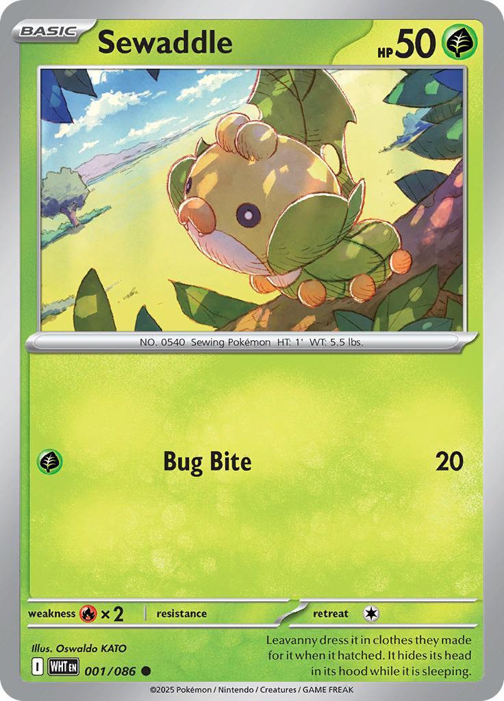 Pokémon-kaart Sewaddle 001/086 Common uit de set White Flare Hauptbild