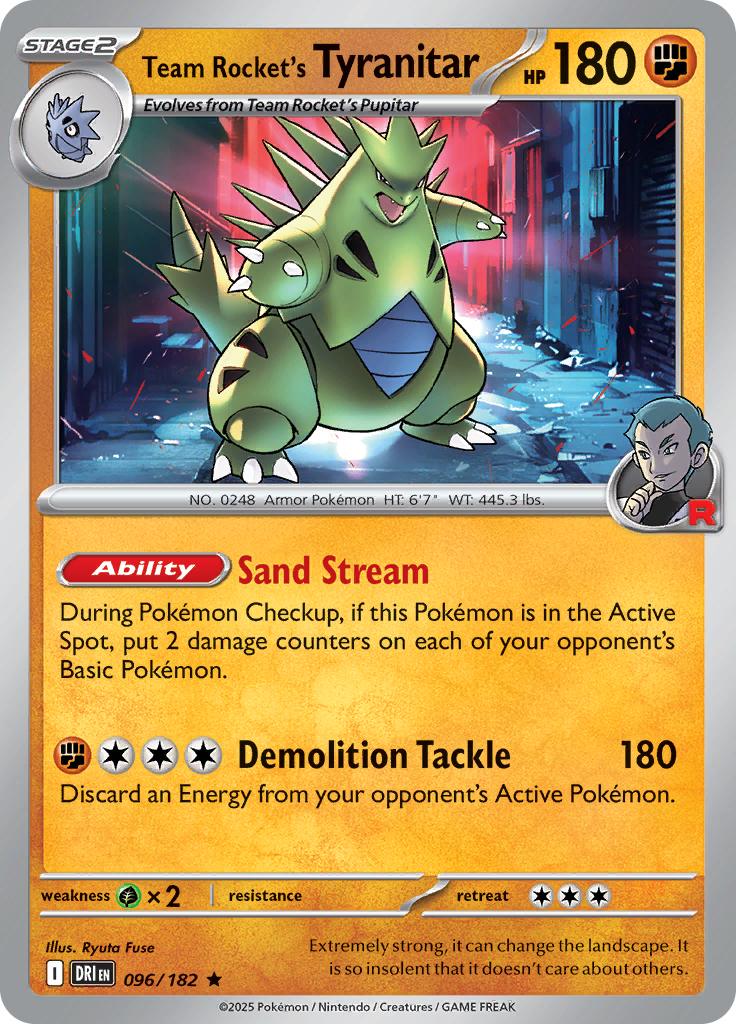 Pokémon-kaart Team Rocket's Tyranitar 096/182 Rare uit de set Destined Rivals Immagine principale del prodotto