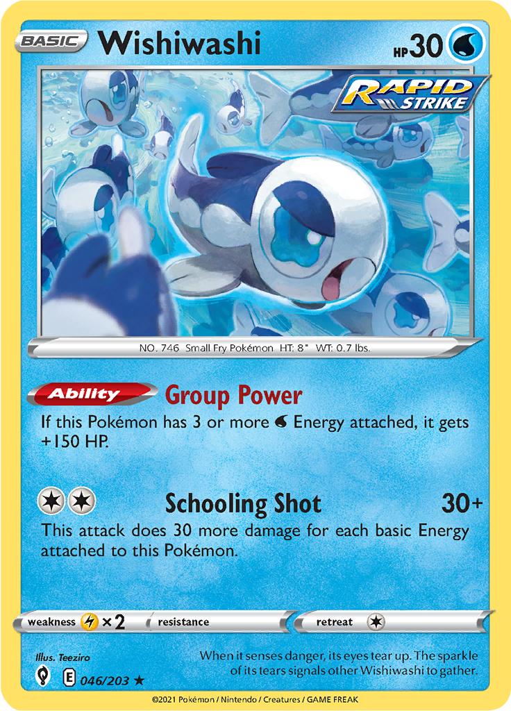 Pokémon-kaart Wishiwashi 046/203 Rare uit de set Evolving Skies