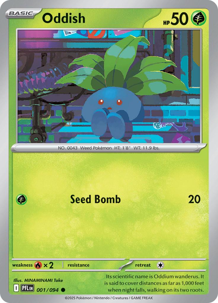 Pokémon-kaart Oddish 001/094 Common uit de set Phantasmal Flames