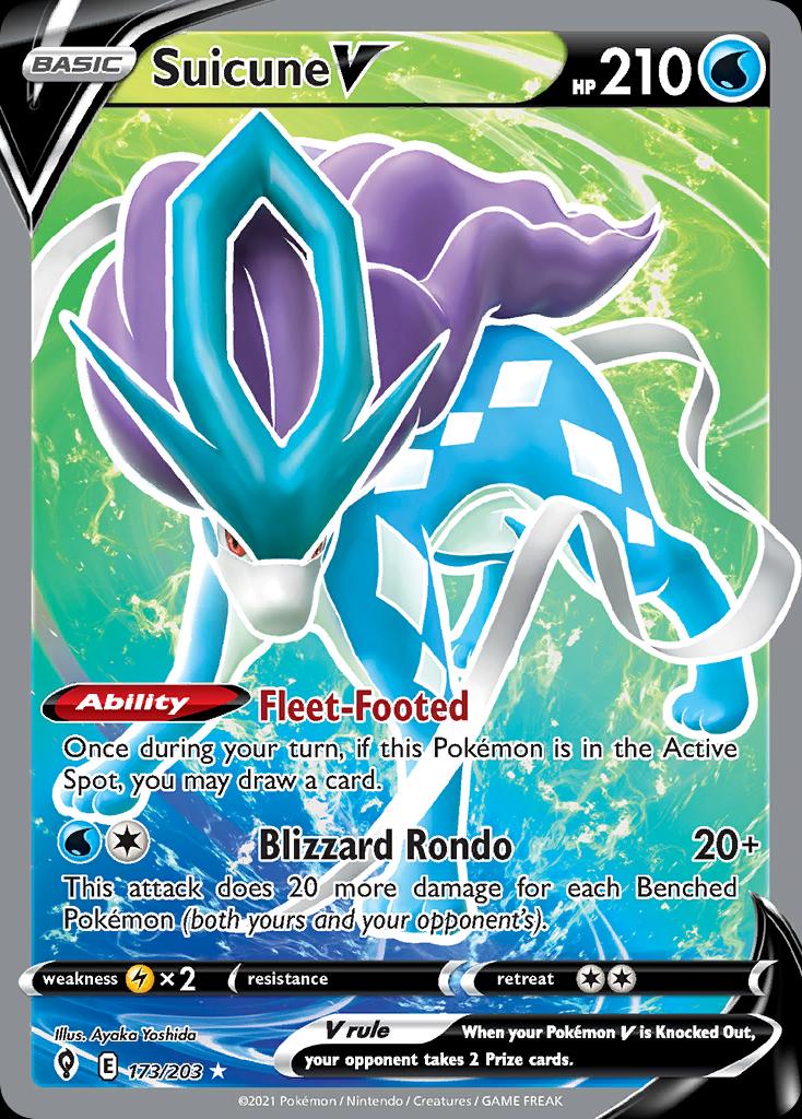 Pokémon-kaart Suicune V 173/203 Ultra Rare uit de set Evolving Skies