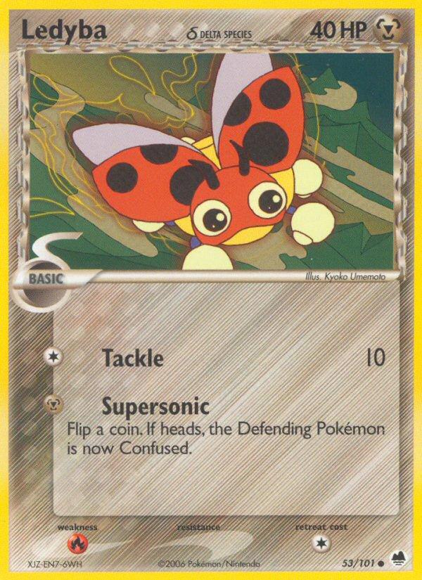 Pokémon-kaart Ledyba δ Delta Species 53/101 Common uit de set EX Dragon Frontiers