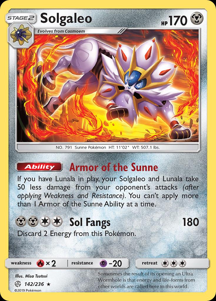 Pokémon-kaart Solgaleo 142/236 Holo Rare uit de set Cosmic Eclipse Imagen principal del producto