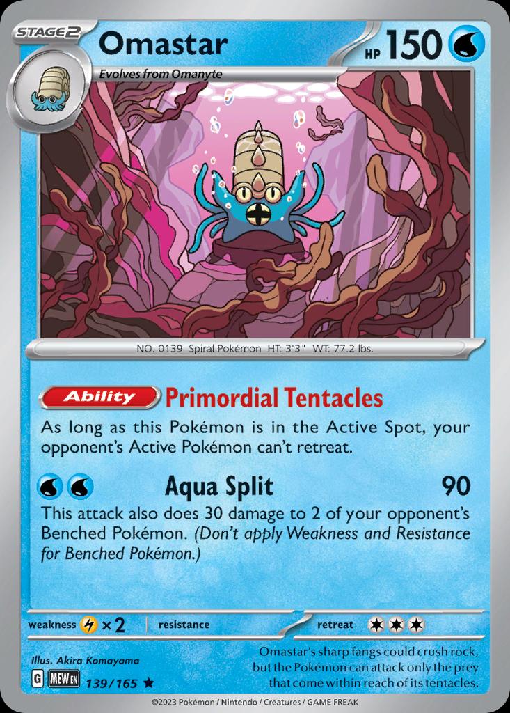 Pokémon-kaart Omastar 139/165 Rare uit de set 151