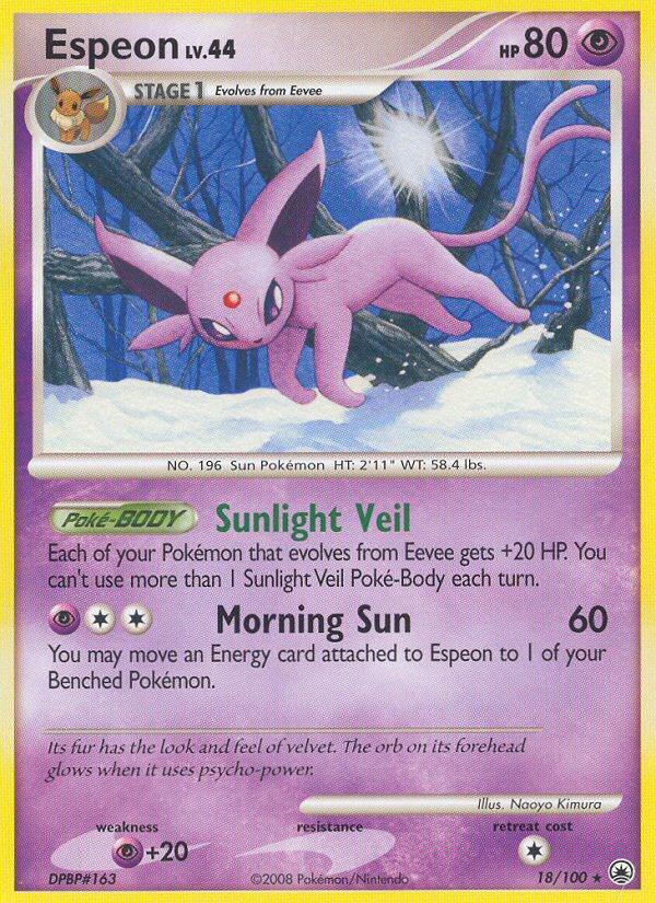 Pokémon-kaart Espeon 18/100 Rare uit de set Majestic Dawn Hoofdafbeelding