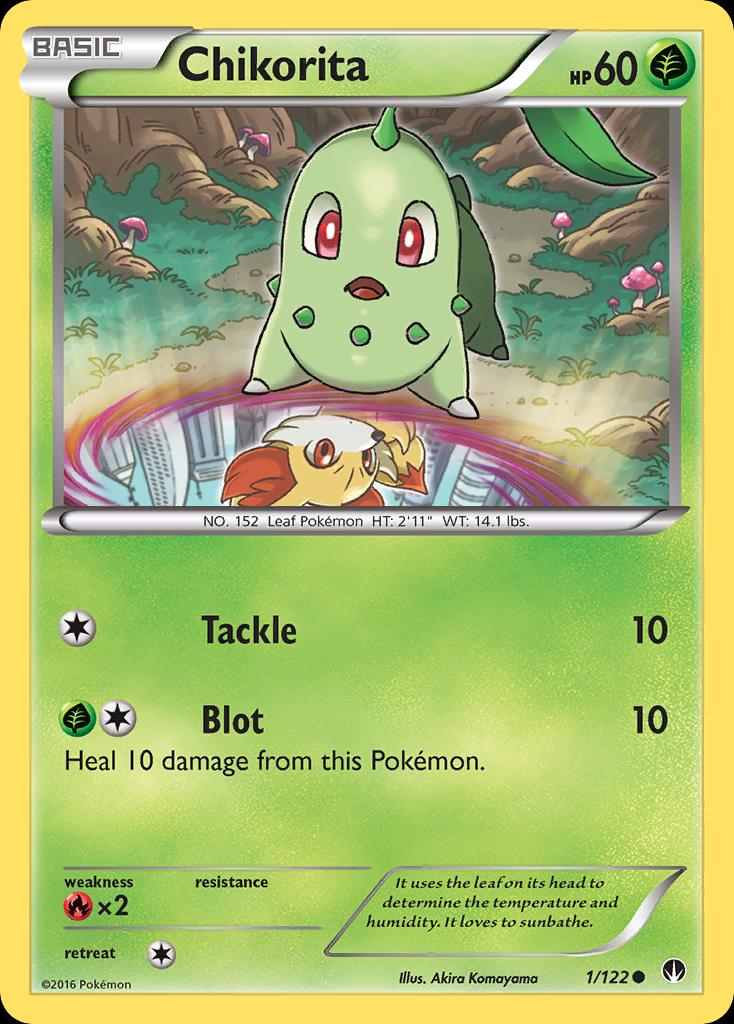 Pokémon-kaart Chikorita 1/122 Common uit de set BREAKpoint Imagen principal del producto
