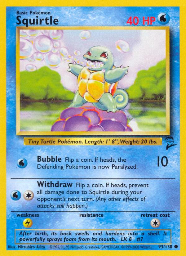 Pokémon-kaart Squirtle 93/130 Common uit de set Base Set 2 Image principale du produit