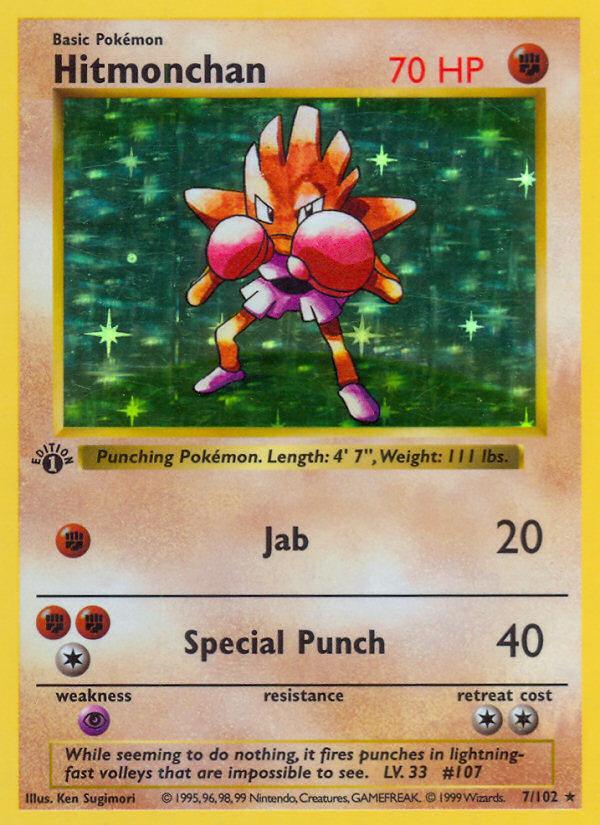 Pokémon-kaart Hitmonchan 7/102 Holo Rare uit de set Base Set Hoofdafbeelding