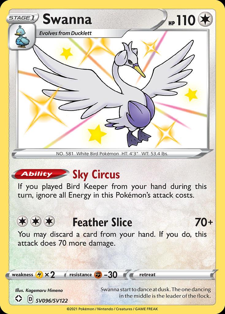 Pokémon-kaart Swanna SV096/SV122 Secret Rare uit de set Shining Fates Hoofdafbeelding
