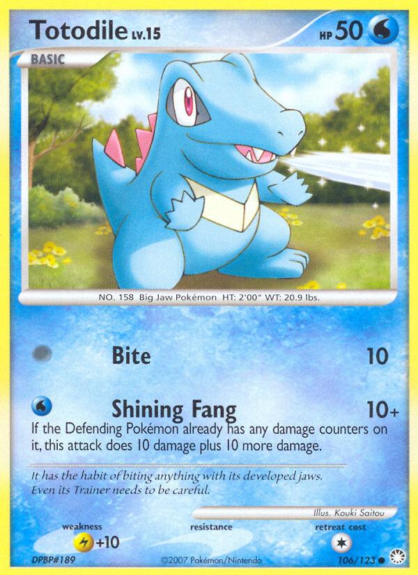 Pokémon-kaart Totodile 106/123 Common uit de set Mysterious Treasures