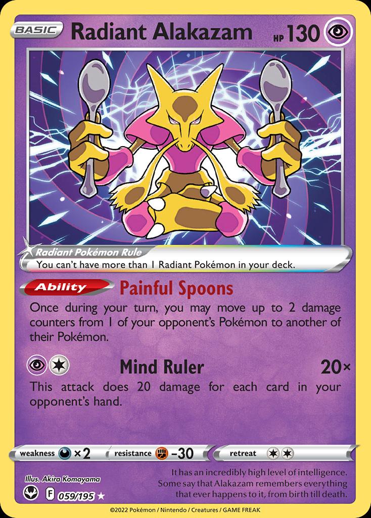 Pokémon-kaart Radiant Alakazam 59/195 Ultra Rare uit de set Silver Tempest Image principale du produit