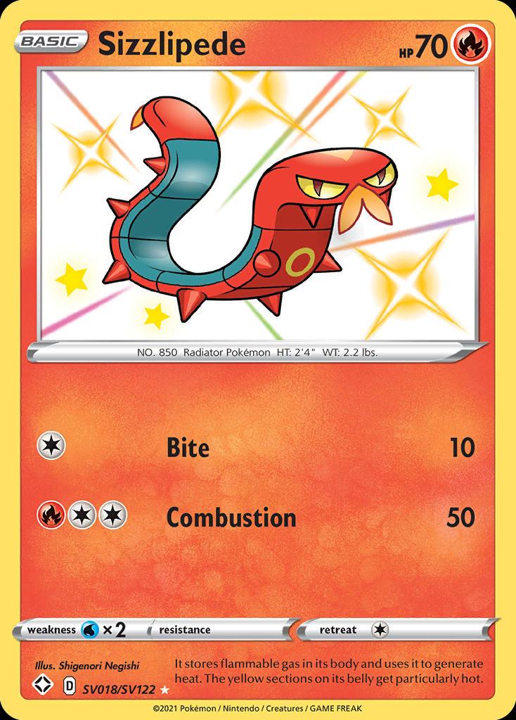 Pokémon-kaart Sizzlipede SV018/SV122 Secret Rare uit de set Shining Fates