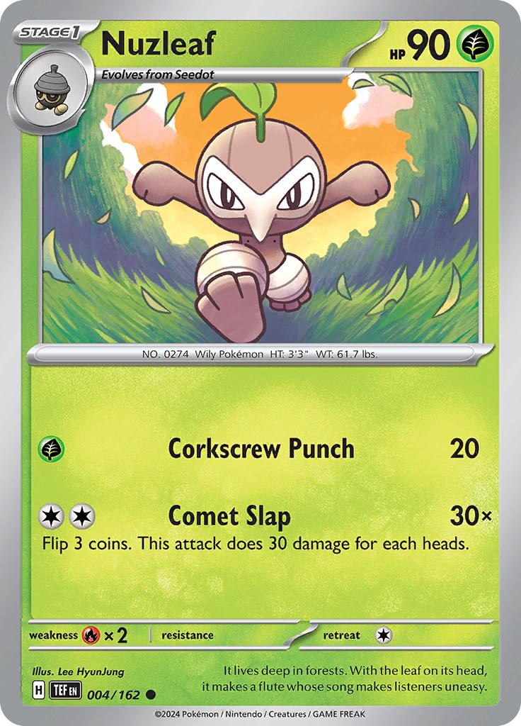Pokémon-kaart Nuzleaf 004/162 Common uit de set Temporal Forces