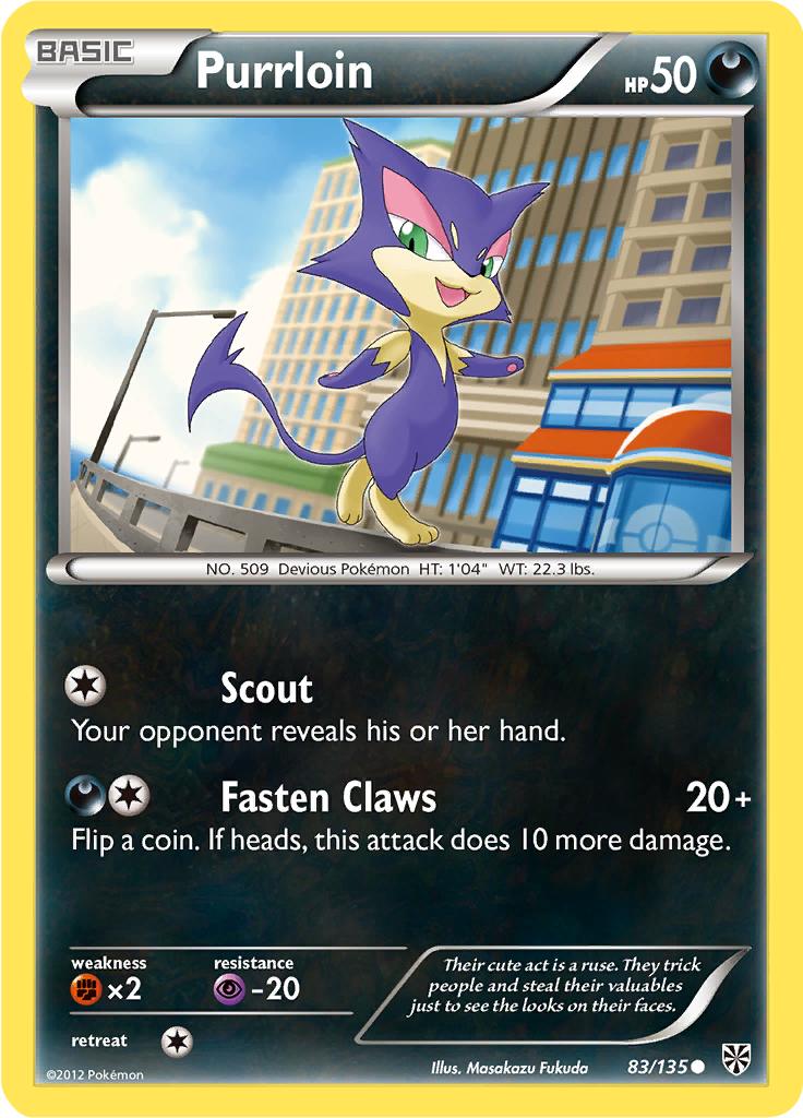 Pokémon-kaart Purrloin 83/135 Common uit de set Plasma Storm Hoofdafbeelding