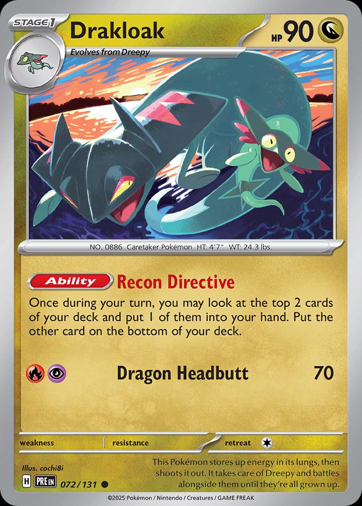 Pokémon-kaart Drakloak 072/131 Common uit de set Prismatic Evolutions Hoofdafbeelding