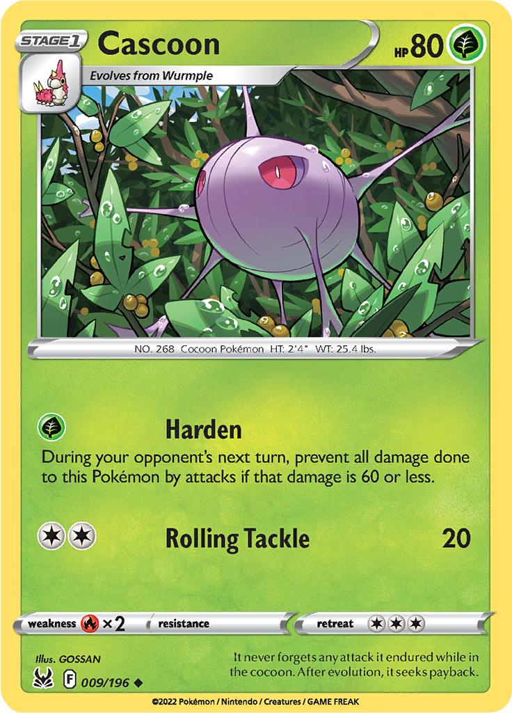 Pokémon-kaart Cascoon 009/196 Uncommon uit de set Lost Origin