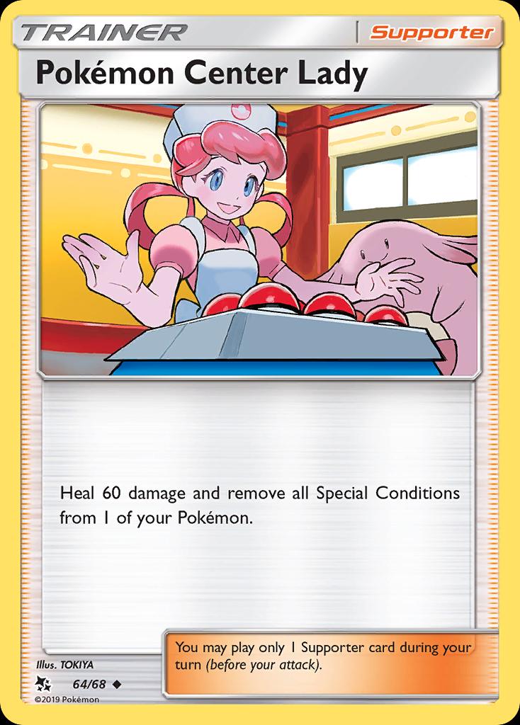 Pokémon-kaart Pokémon Center Lady 64/68 Uncommon uit de set Hidden Fates Hoofdafbeelding