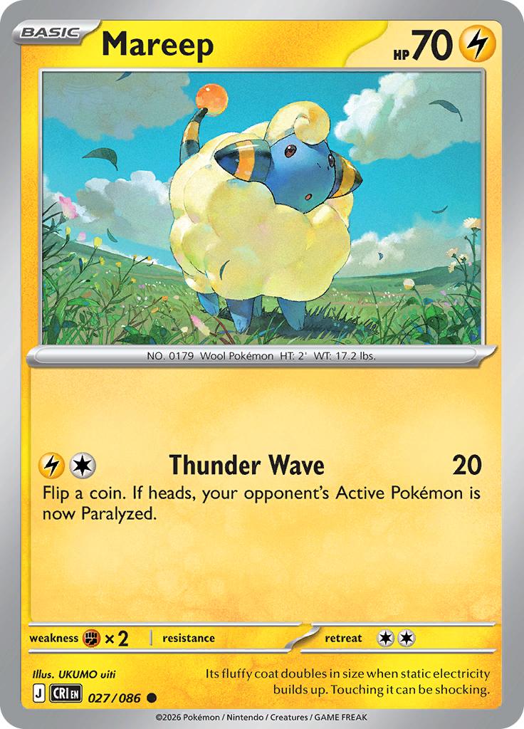 Pokémon-kaart Mareep 027/086 Common uit de set Chaos Rising Immagine principale del prodotto