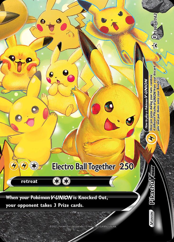 Pokémon-kaart Pikachu V-UNION SWSH142 Promo uit de set SWSH Black Star Promos Image principale du produit
