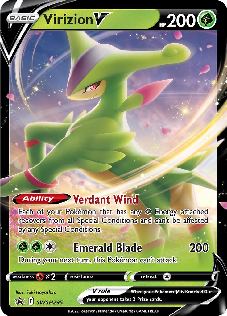 Pokémon-kaart Virizion V SWSH295 Promo uit de set SWSH Black Star Promos Image principale du produit