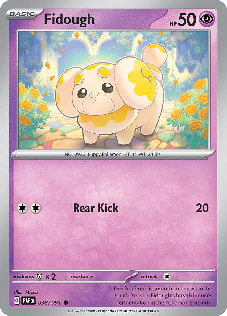 Pokémon-kaart Fidough 038/091 Common uit de set Paldean Fates Hoofdafbeelding