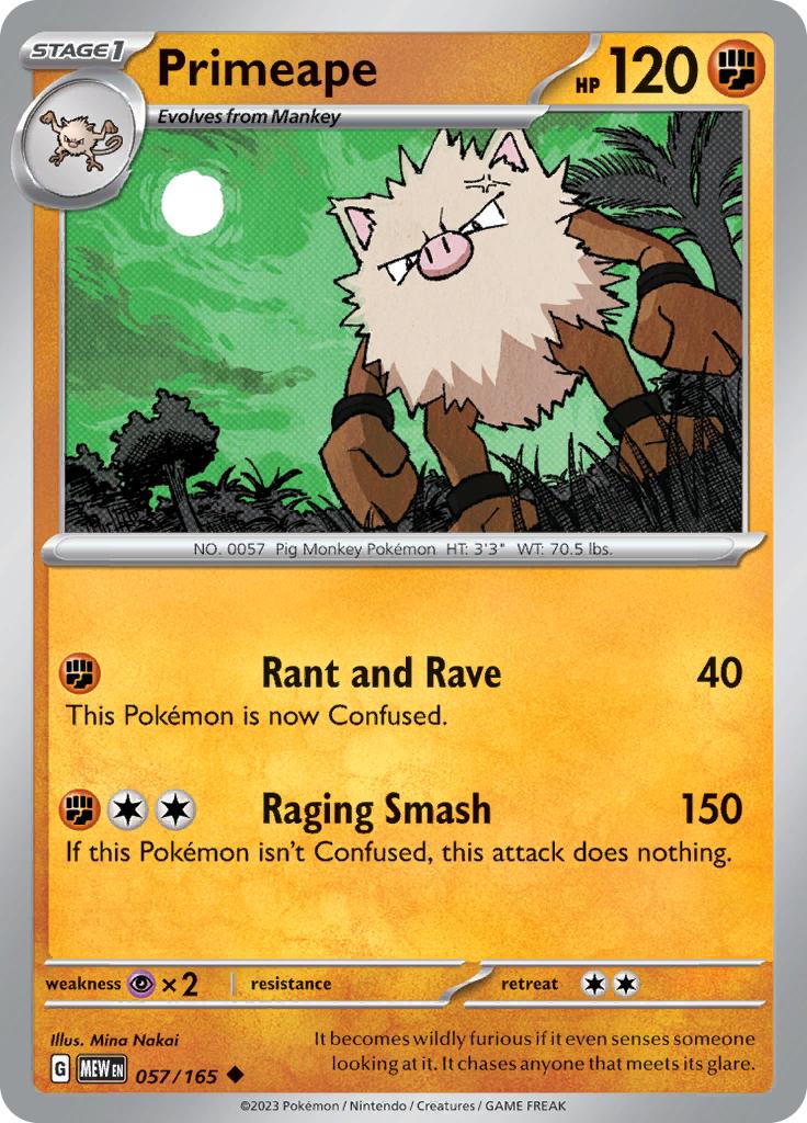 Pokémon-kaart Primeape 057/165 Uncommon uit de set 151 Image principale du produit