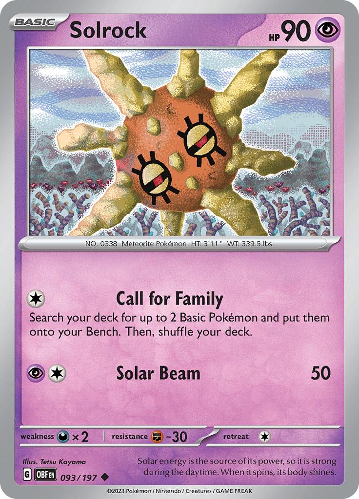 Pokémon-kaart Solrock 093/197 Uncommon uit de set Obsidian Flames
