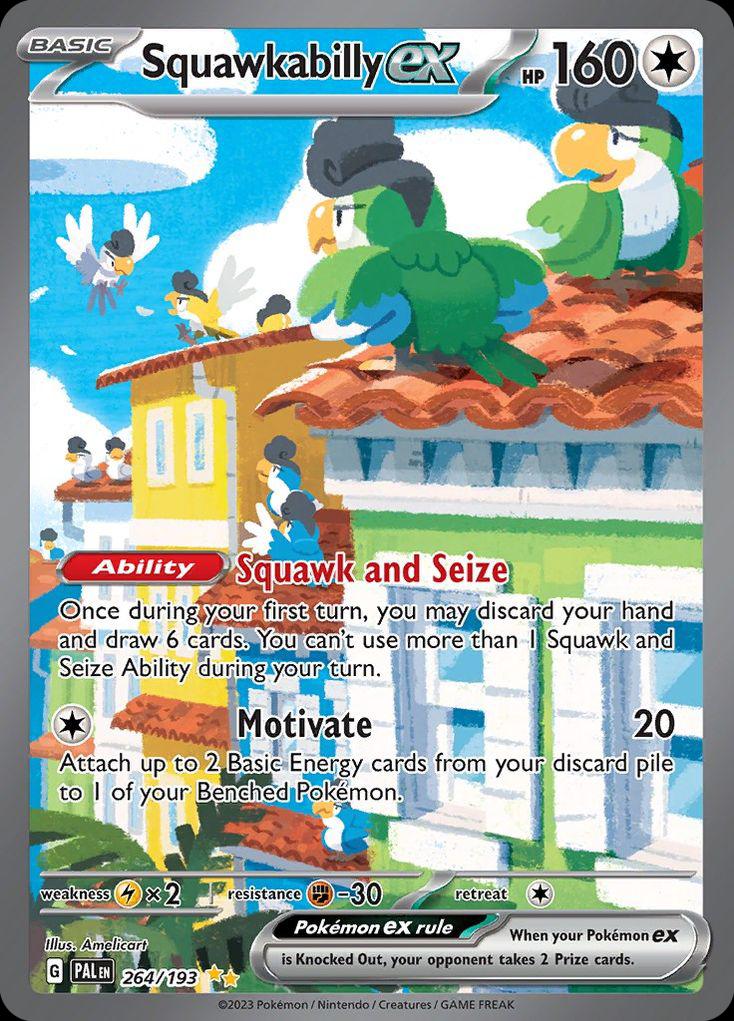 Pokémon-kaart Squawkabilly ex 264/193 Special Illustration Rare uit de set Paldea Evolved Main image
