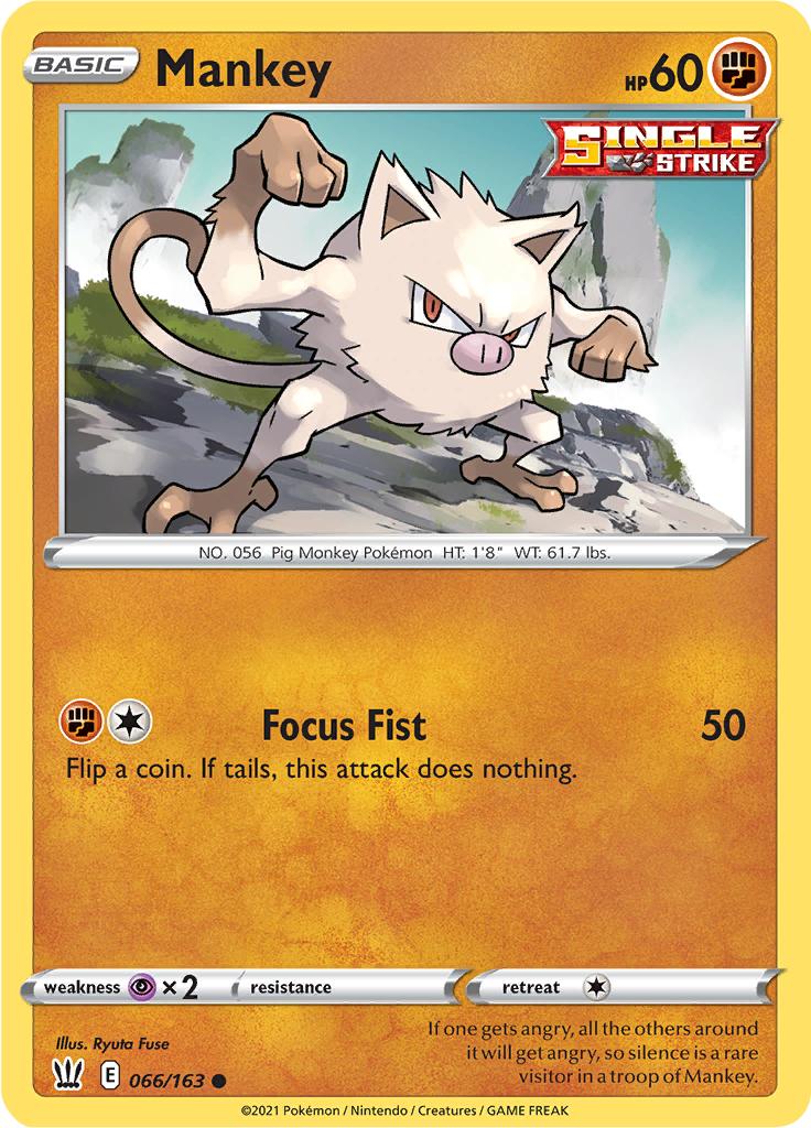 Pokémon-kaart Mankey 066/163 Common uit de set Battle Styles