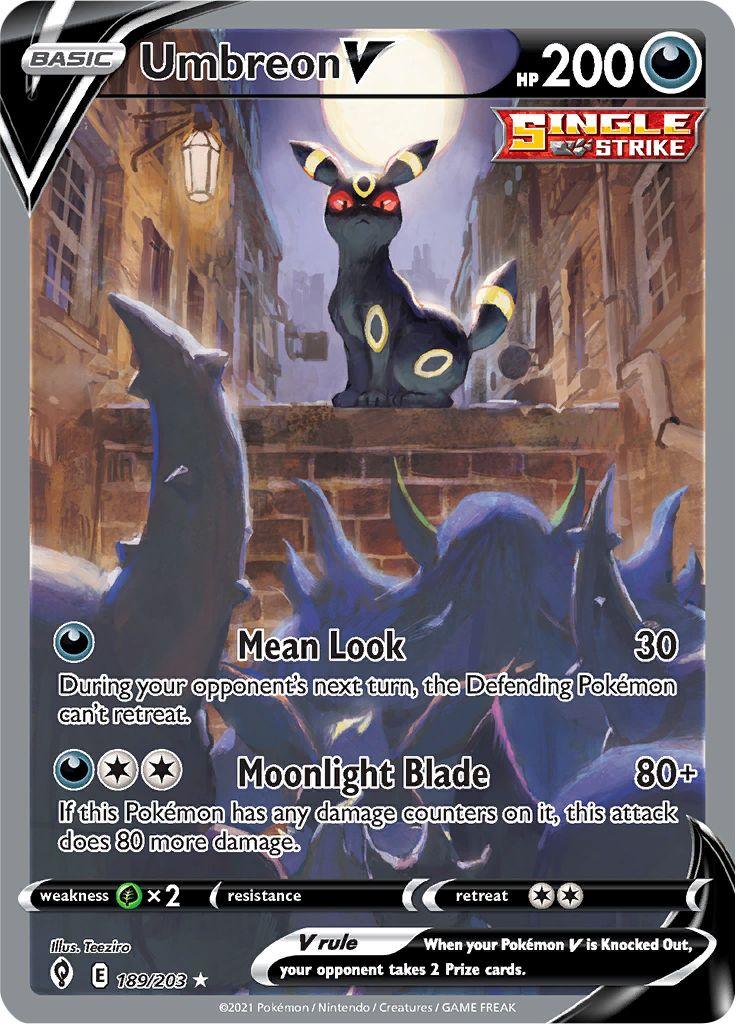 Pokémon-kaart Umbreon V 189/203 Ultra Rare uit de set Evolving Skies