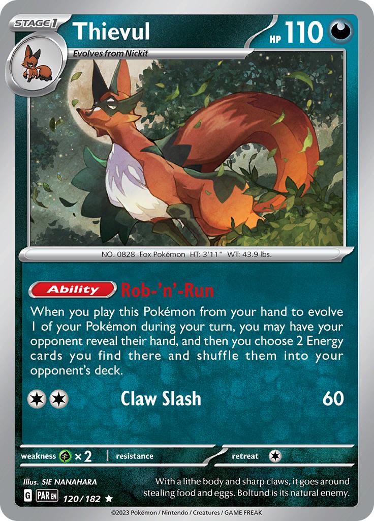 Pokémon-kaart Thievul 120/182 Rare uit de set Paradox Rift