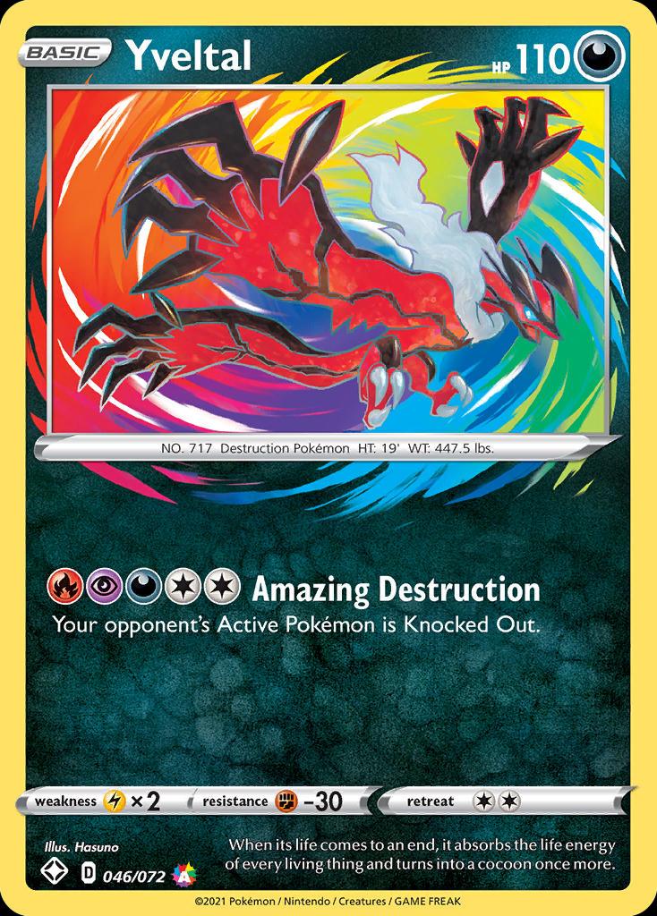 Pokémon-kaart Yveltal 46/72 Amazing Rare uit de set Shining Fates