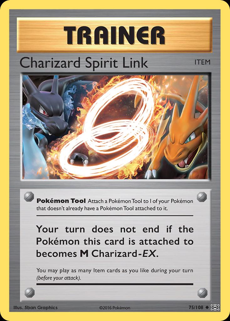Pokémon-kaart Charizard Spirit Link 75 Uncommon uit de set Evolutions Immagine principale del prodotto