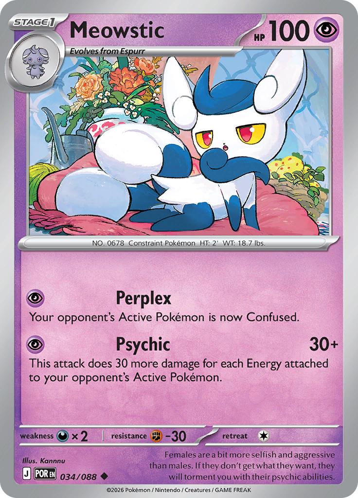 Pokémon-kaart Meowstic 034/088 Uncommon uit de set Perfect Order Immagine principale del prodotto