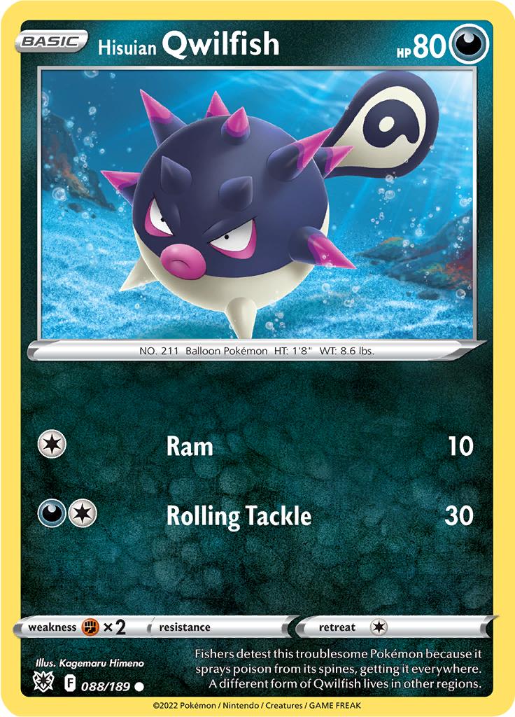 Pokémon-kaart Hisuian Qwilfish 088/189 Common uit de set Astral Radiance