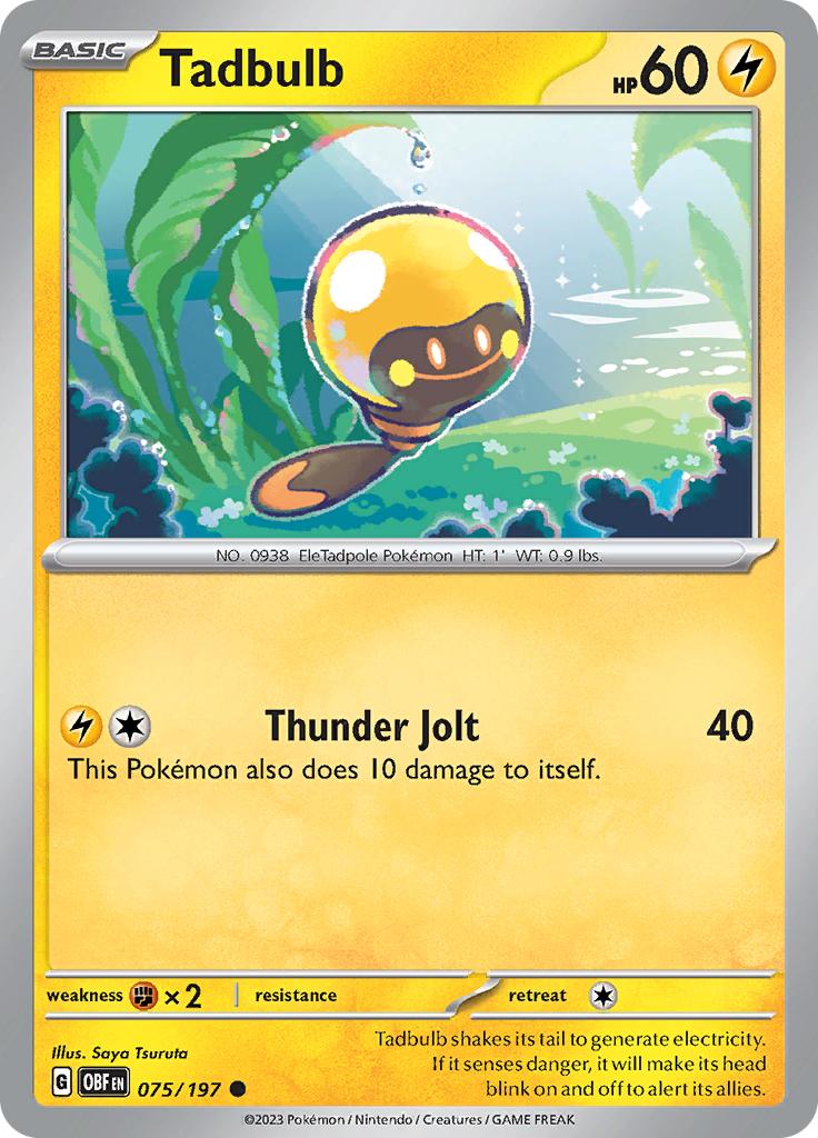 Pokémon-kaart Tadbulb 075/197 Common uit de set Obsidian Flames