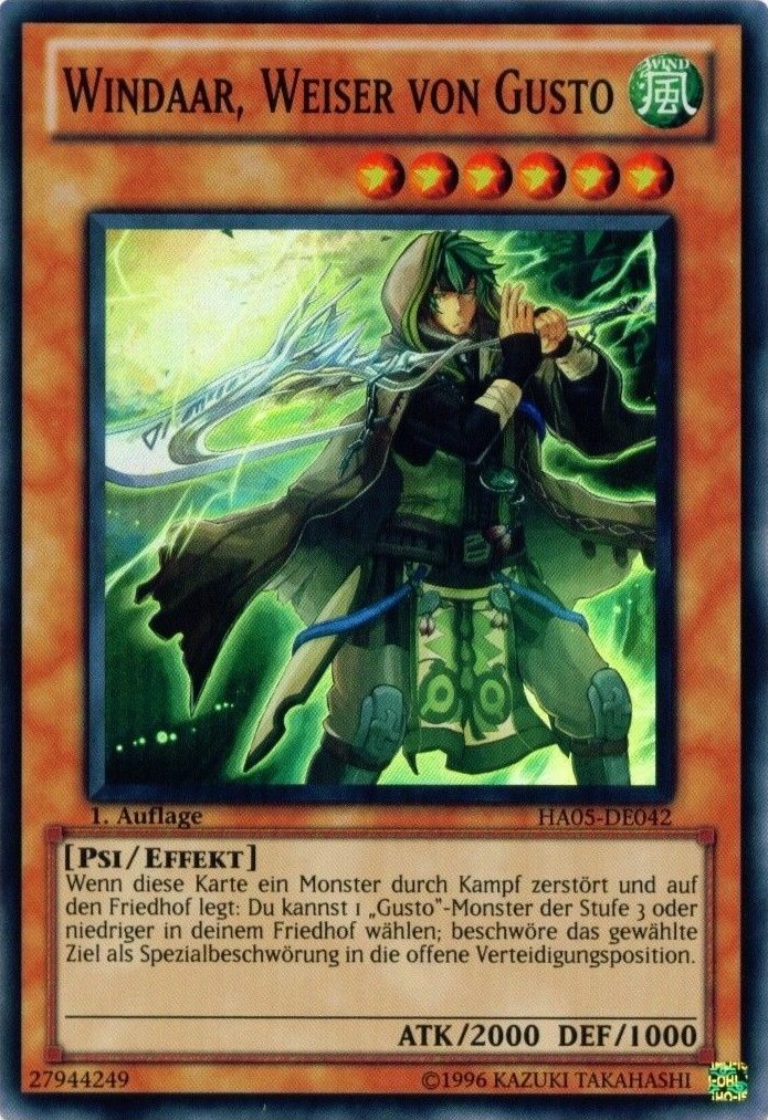 Yu-Gi-Oh!-kaart Windaar, Sage of Gusto HA05-DE042 Super Rare uit Hidden Arsenal 5 Hoofdafbeelding