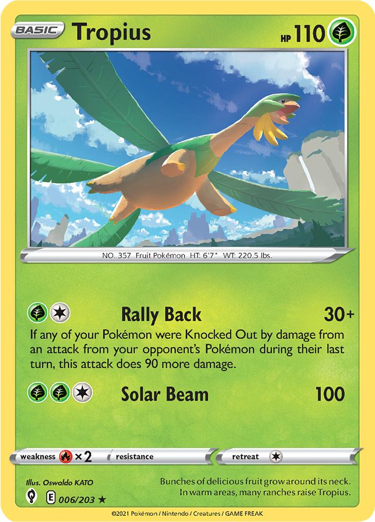 Pokémon-kaart Tropius 006/203 Rare uit de set Evolving Skies