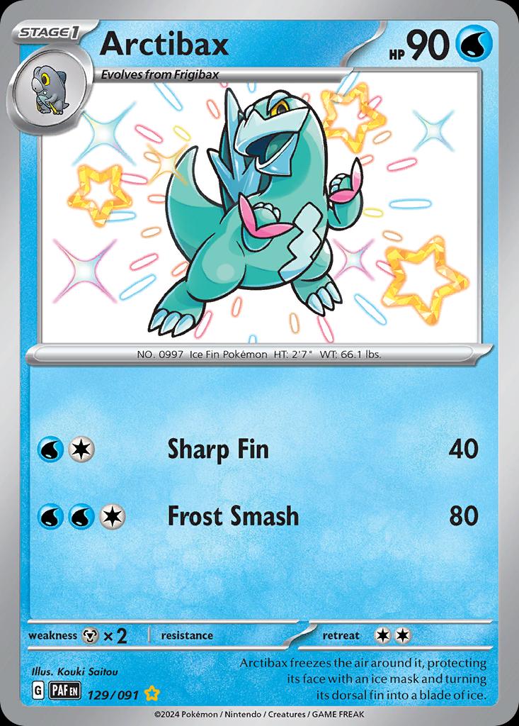 Pokémon-kaart Arctibax 129/91 Shiny Rare uit de set Paldean Fates