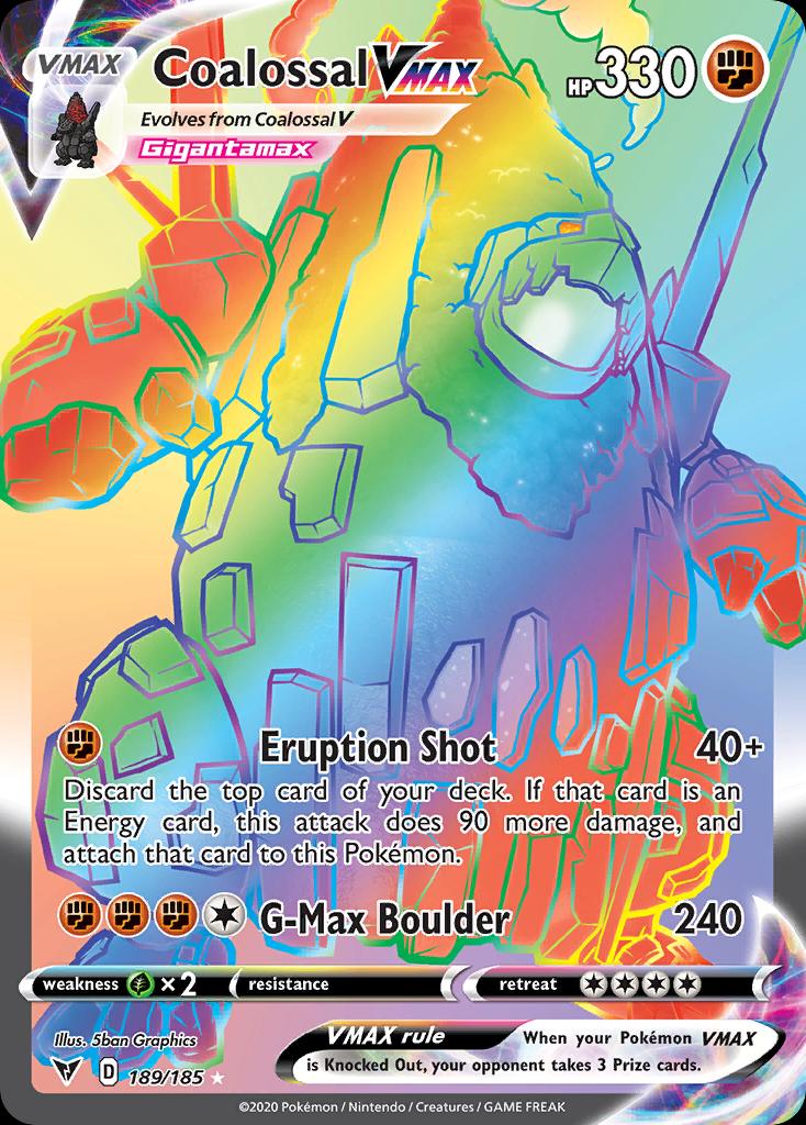 Pokémon-kaart Coalossal VMAX 189/185 Secret Rare uit de set Vivid Voltage