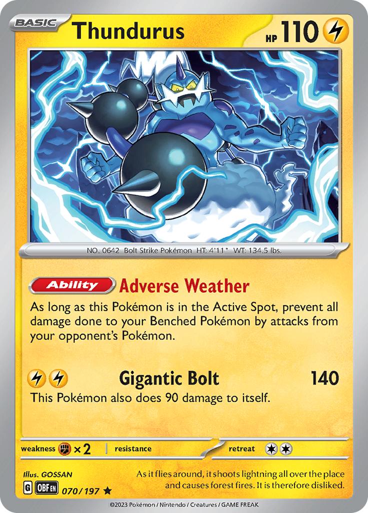 Pokémon-kaart Thundurus 070/197 Rare uit de set Obsidian Flames