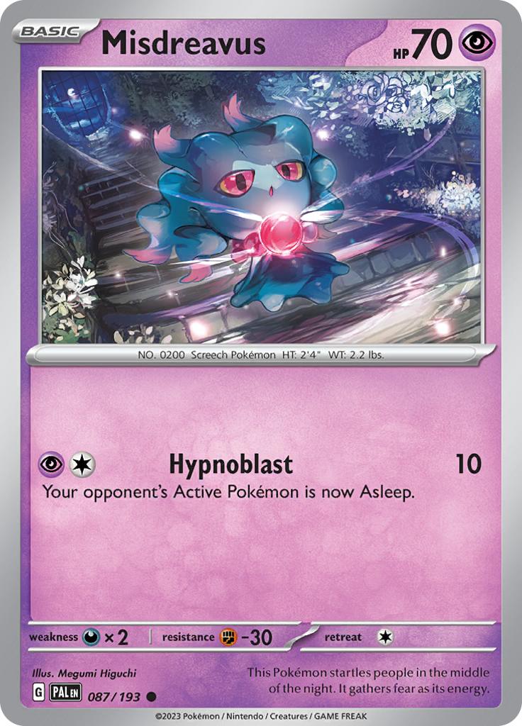Pokémon-kaart Misdreavus 087/193 Common uit de set Paldea Evolved