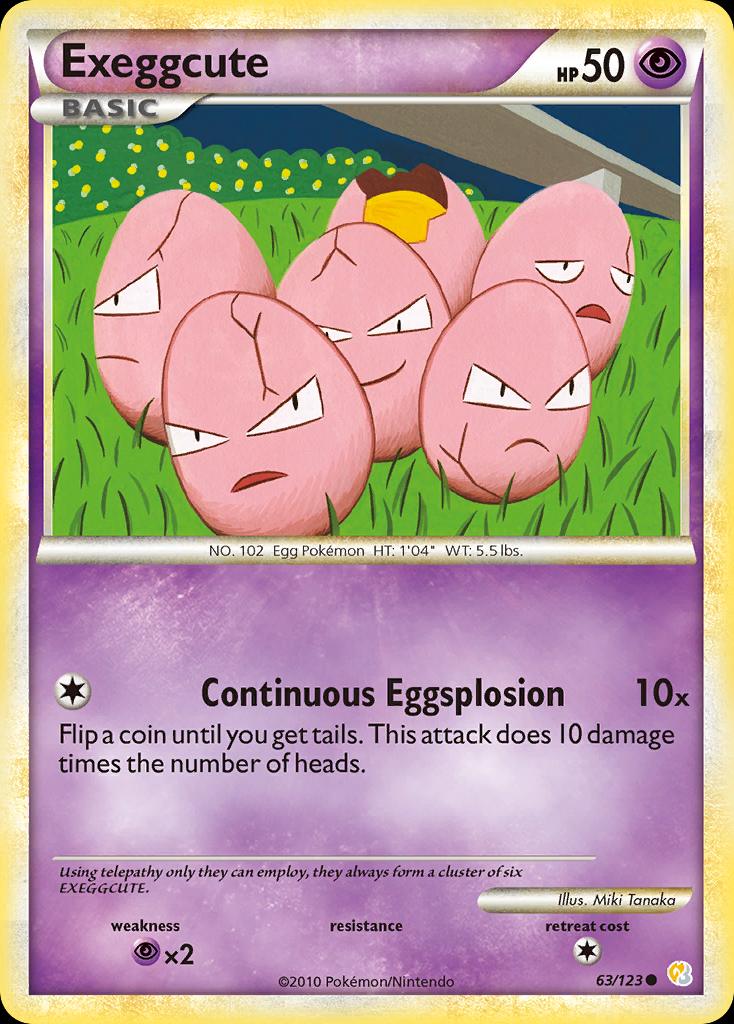 Pokémon-kaart Exeggcute 63/123 Common uit de set HeartGold & SoulSilver Image principale du produit
