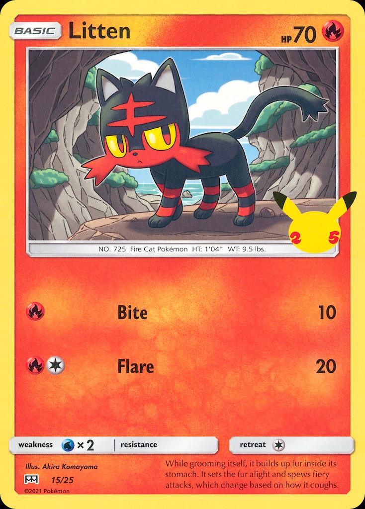 Pokémon-kaart Litten 15/25 Promo uit de set McDonald's Collection 25th Anniversary