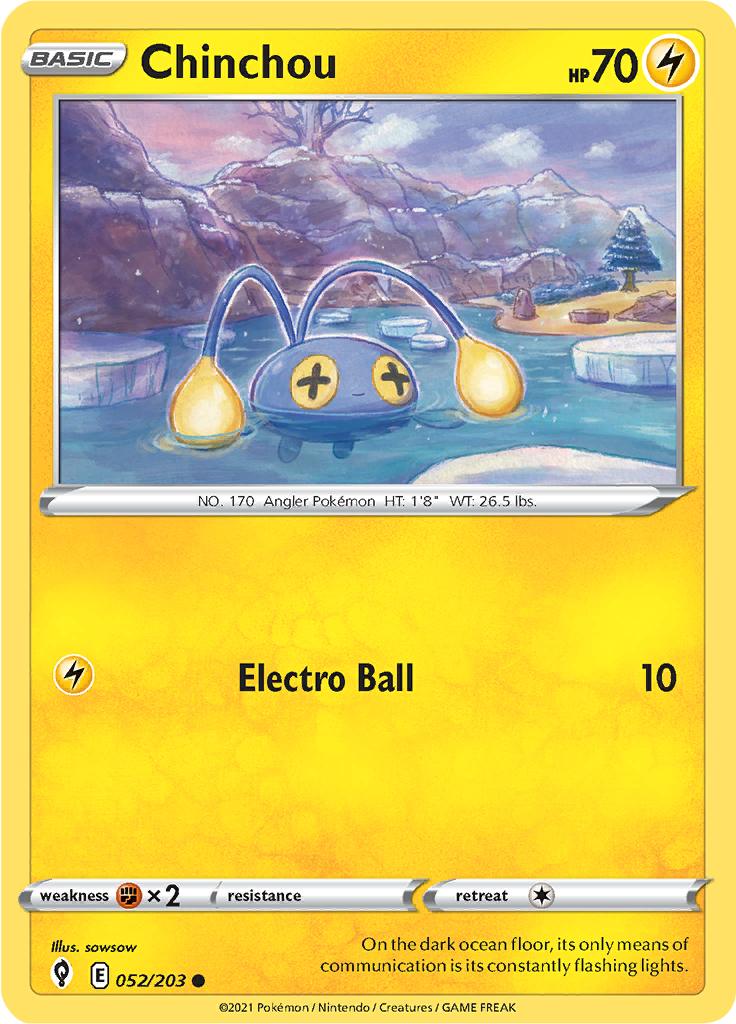Pokémon-kaart Chinchou 052/203 Common uit de set Evolving Skies