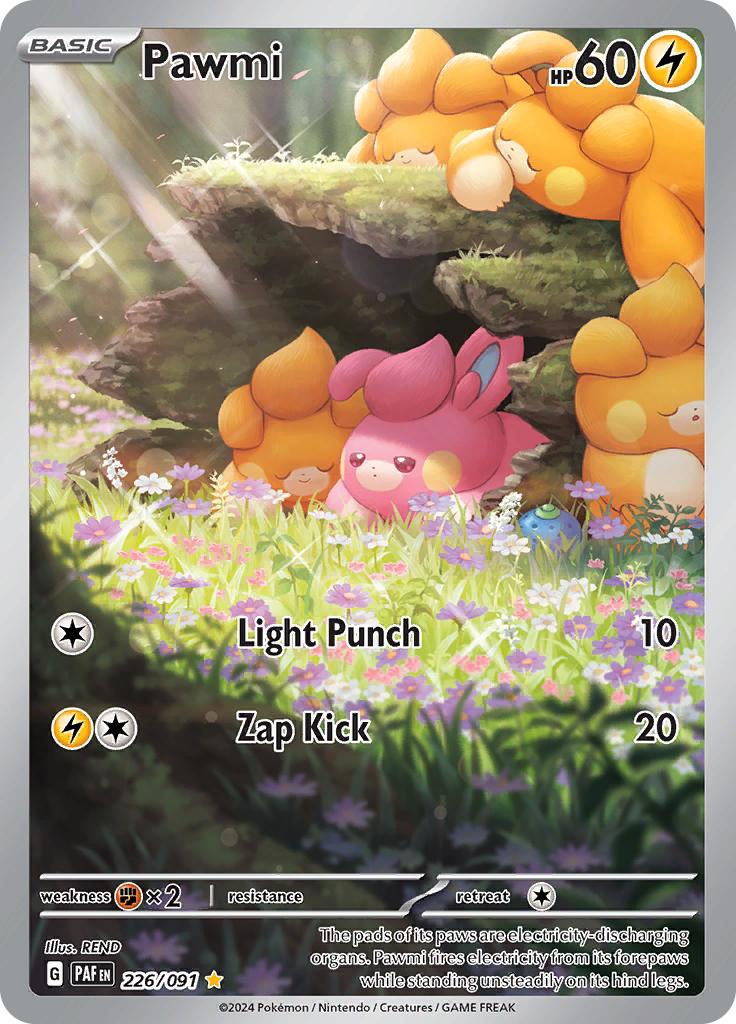 Pokémon-kaart Pawmi 226/91 Illustration Rare uit de set Paldean Fates