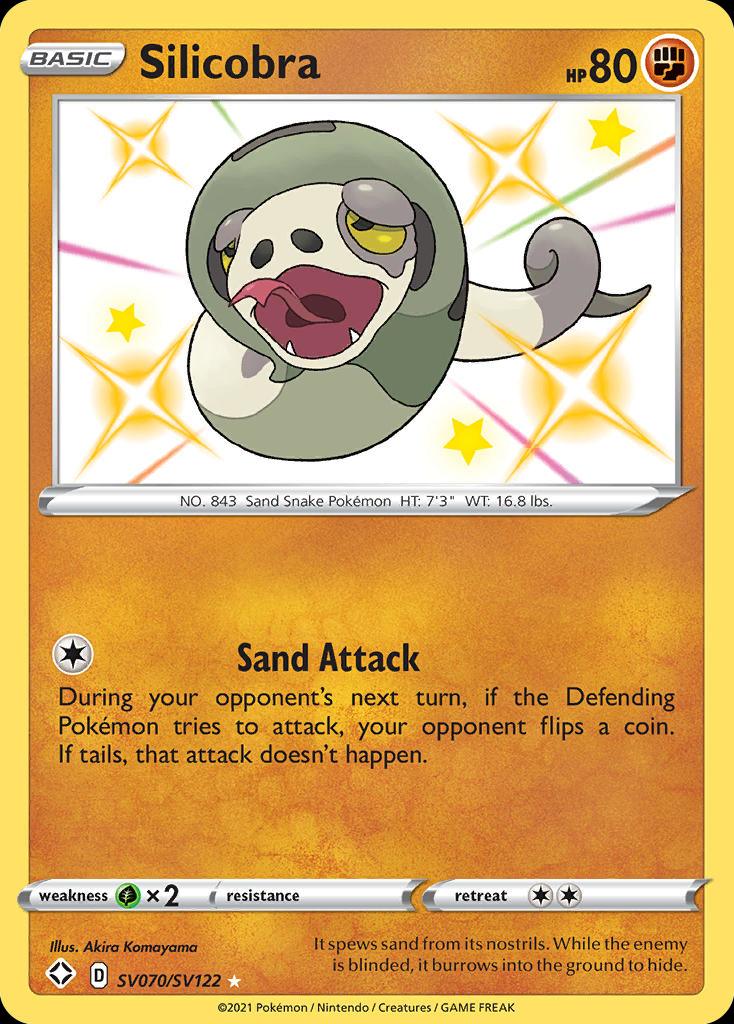 Pokémon-kaart Silicobra SV70/SV122 Secret Rare uit de set Shining Fates