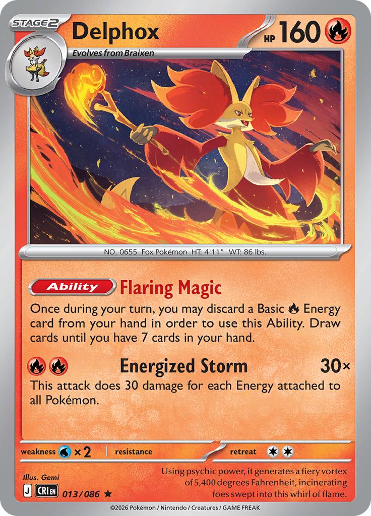 Pokémon-kaart Delphox 013/086 Rare uit de set Chaos Rising