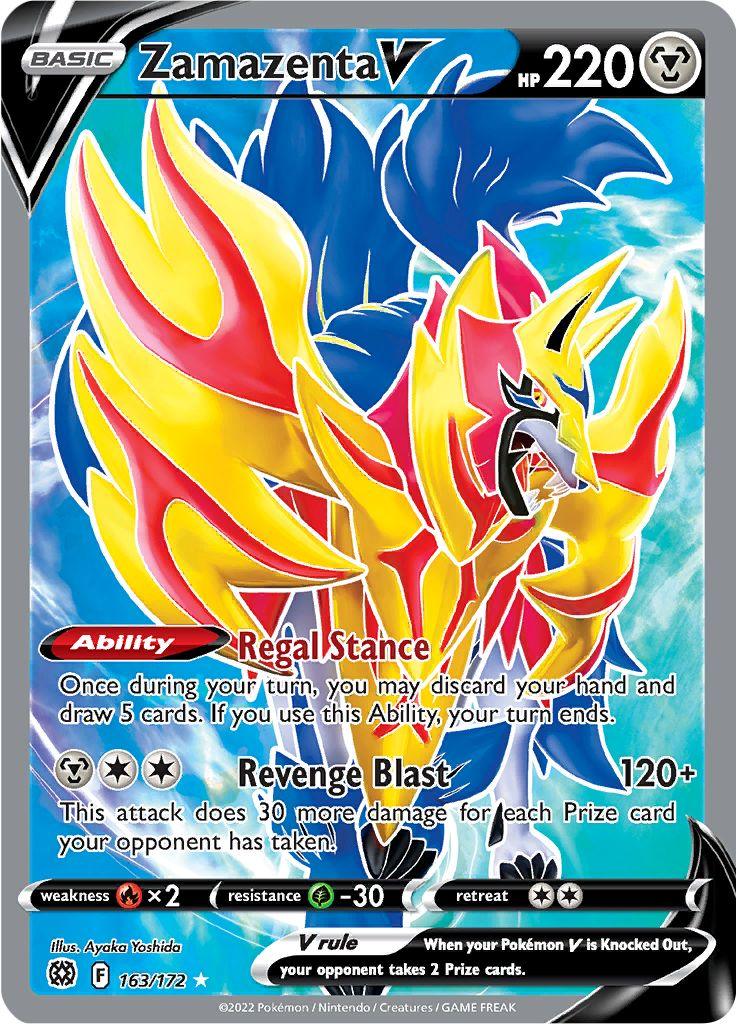 Pokémon-kaart Zamazenta V 163/172 Ultra Rare uit de set Brilliant Stars